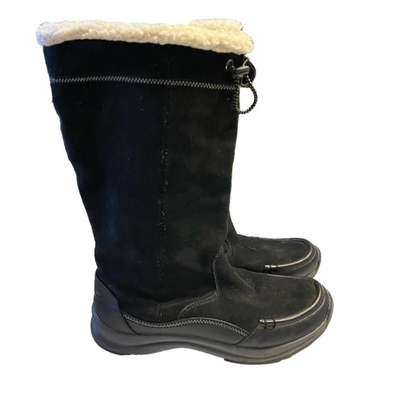 Lands End boots Suede Leather WOOL LINED LEATHER SNOW Black SIZE 9 - Picture 2 of 6